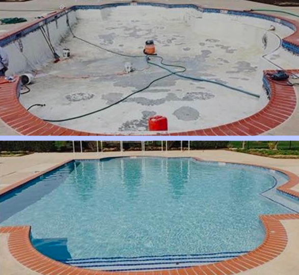 Before and after of pool repair